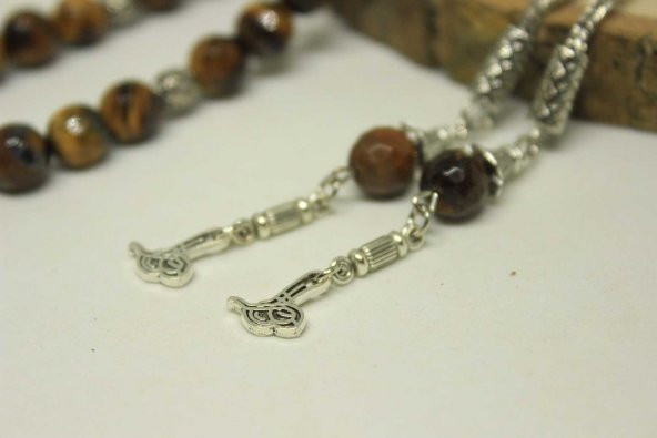 Kaplan Gözü Taşı Tesbih Faset Kesim 8mm - Resim 3