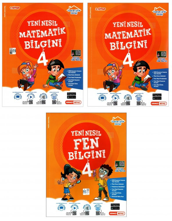Kırmızı Beyaz 4. Sınıf Matematik+Fen Bilgini Konu Özetli Soru Bankası 3 Kitap