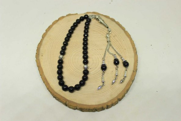 Onix (Oniks) Taşı Tesbih Faset Kesim 8mm Ahşap Kutulu - Resim 3