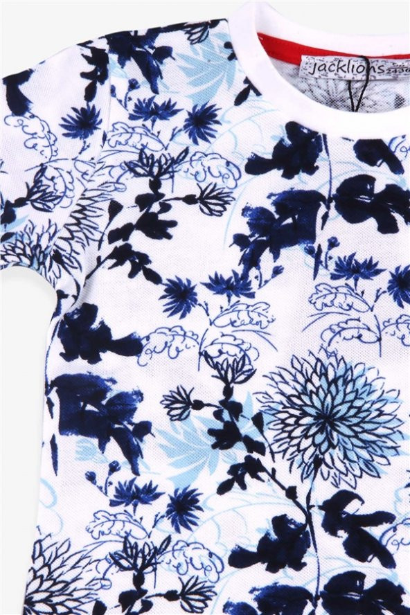 Erkek Bebek Çiçek Desenli Şort Takımı Ekru Modi (9 Ay-5 Yaş) - 3