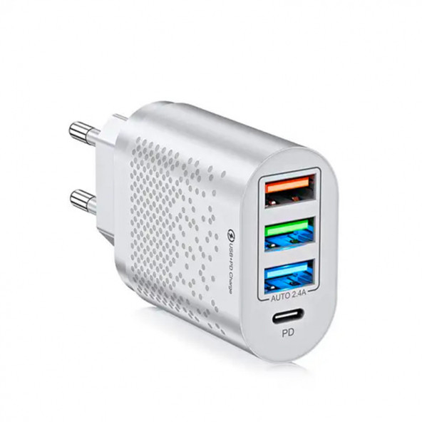 ZUIDID 3 USB + Type-C Giriş 48W PD Hızlı Şarj Adaptörü