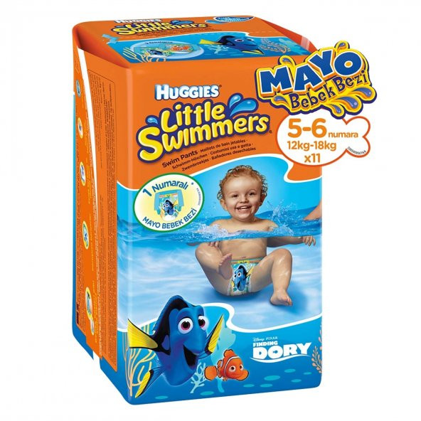 Huggies Little Swimmer Mayo Bez 5-6 Beden 12-18 kg Disney Dory Temalı Havuz Deniz Bebek Bezi Büyük Boy