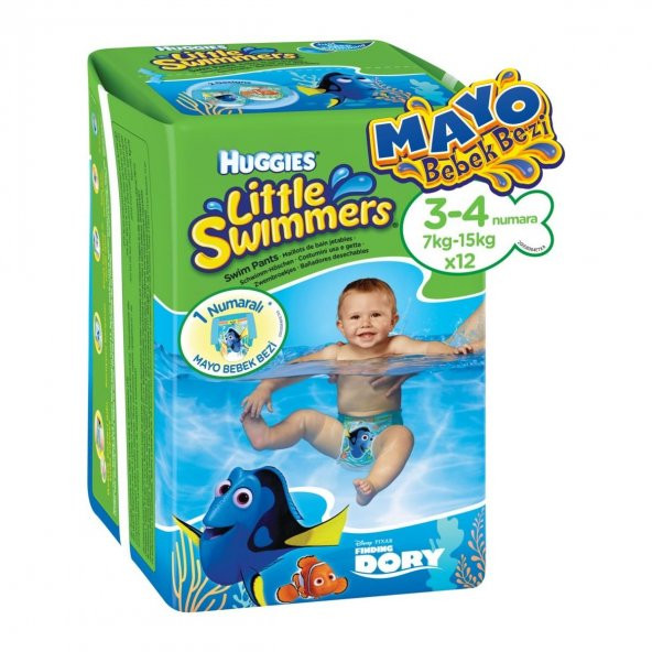Huggies Little Swimmer Mayo Bez 3-4 Beden 7-15 kg Disney Dory Temalı Havuz Deniz Bebek Bezi Küçük Boy