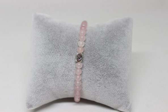 Pembe Kuvars Taşı Bileklik 4mm - Resim 2
