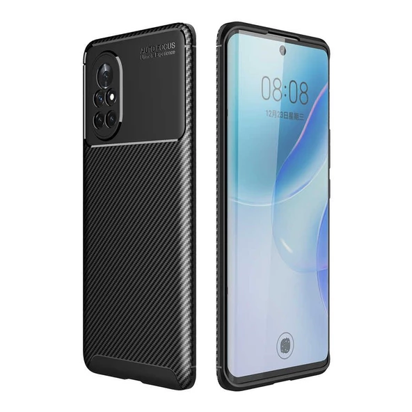 Gpack Huawei Nova 8i Kılıf Negro Karbon Kamera Korumalı SilikonNano Glass