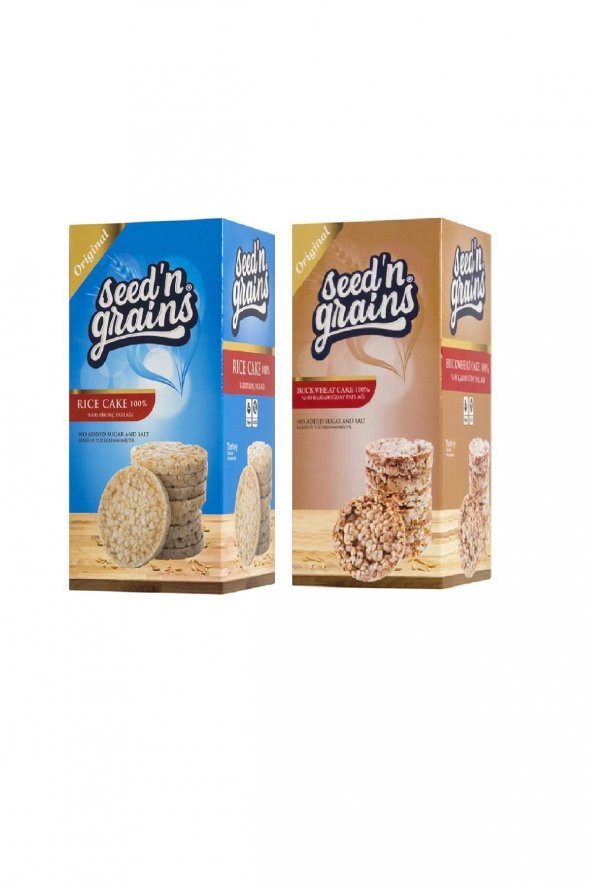 Seedn Grains Şekersiz 2li Atıştırmalık Set Pirinç ve Karabuğday Patlağı 2 Adet