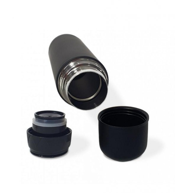 Bardak Kapaklı Deri Kılıflı 500 Ml Siyah Çelik Termos - 5