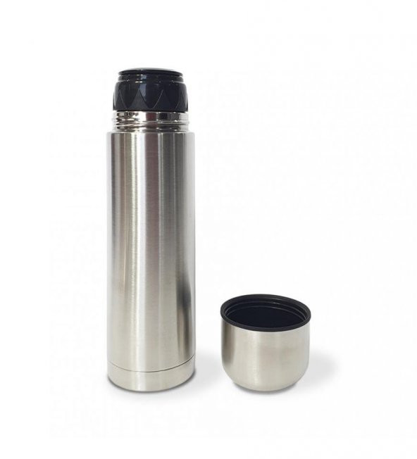 Bardak Kapaklı Deri Kılıflı 500 Ml Gümüş Çelik Termos - 5