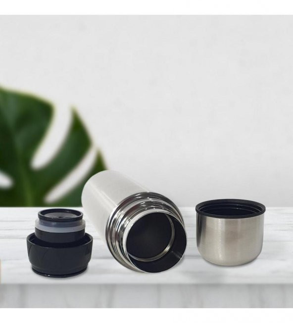 Bardak Kapaklı Deri Kılıflı 500 Ml Gümüş Çelik Termos - 6