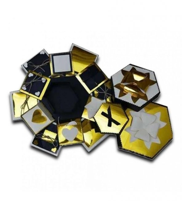 Altıgen Patlayan Aşk Kutusu Gold - 3