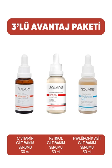 Solaris Yaşlanma Karşıtı Retinol Cilt Serumu Ve Hyaluronic Acid Cilt Serumu Ve C Vitamin Cilt Serumu - 3