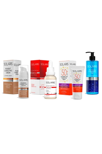 Solaris Avantaj Paketi Aydınlatıcı Leke Kremi-retinol Serum-leke Karşıtı Güneş Kremi-temizleme Jeli - 2
