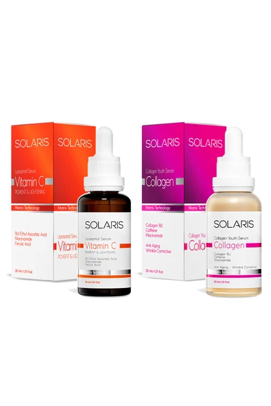 Solaris Leke Karşıtı C Vitamin Cilt Bakım Serumu 30ml + Yaşlanma Karşıtı Kolajen Cilt Bakım Serumu 30ml - 2
