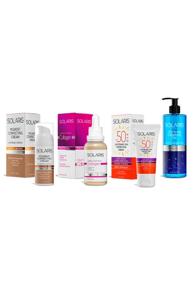 Solaris Aydınlatıcı Leke Kremi Ve Collagen Serum Ve Leke Karşıtı Güneş Kremi Ve Yüz Temizleme Jeli - 2