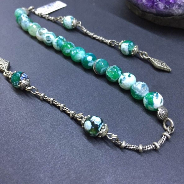 DOĞAL TAŞ AKİK YEŞİL 8MM F ZAZA - Resim 2