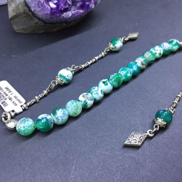 DOĞAL TAŞ AKİK YEŞİL 8MM F ZAZA - Resim 3