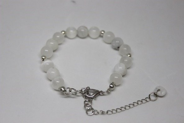 Gümüş Selenit & Ay Taşı Bileklik - Resim 6