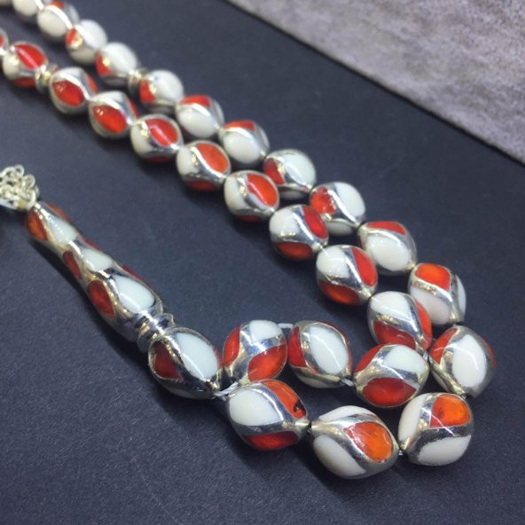 GÜMÜŞ GÜMÜŞ K.MİNE 10X12 ARPA TESBİH - Resim 2