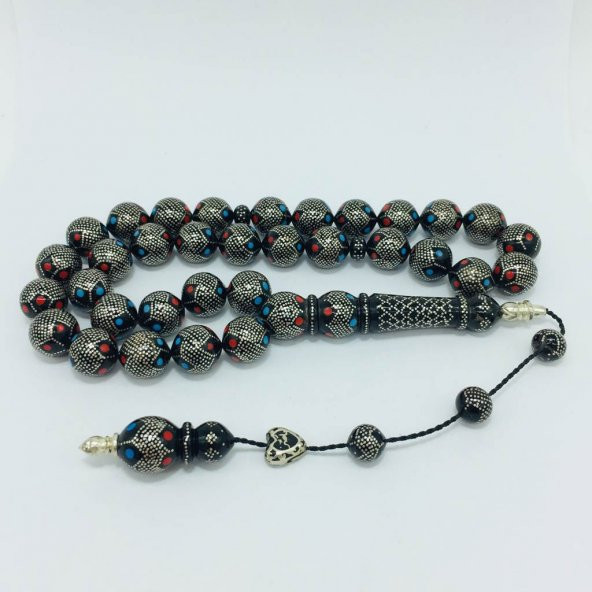 OSMANLI SARAYI YÜSUR GÜMÜŞ FRZ-MRC 14MM TESBİH - Resim 3