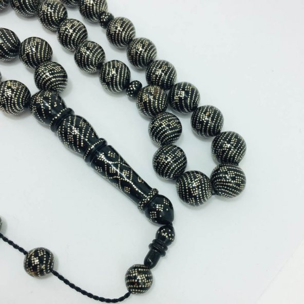 OSMANLI SARAYI YÜSUR GÜMÜŞ İŞL. 14MM TESBİH - Resim 2