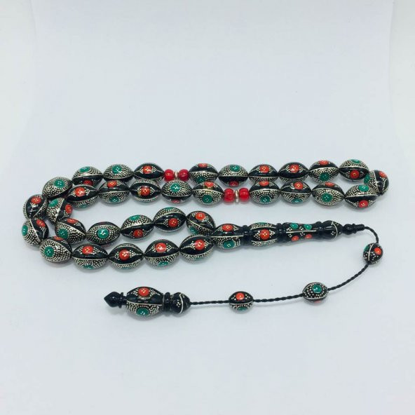 OSMANLI SARAYI YÜSUR GÜMÜŞ YSL 13X15 TESBİH - Resim 3