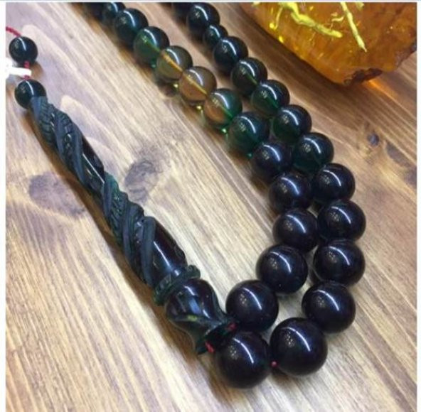 KEHRİBAR SIKMA KHR 13MM YEŞİL TESBİH (2) ürün görseli 1