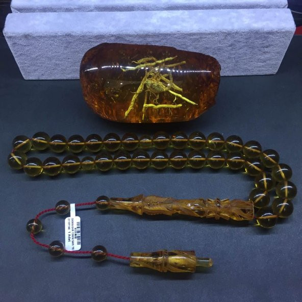 KEHRİBAR SIKMA KHR 13MM SARI TESBİH (2) - 1