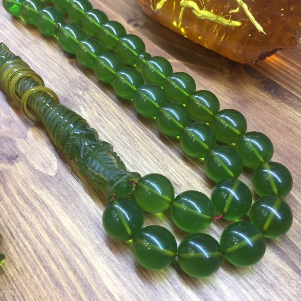 KEHRİBAR SIKMA KHR 13MM YEŞİL TESBİH (3) - 2