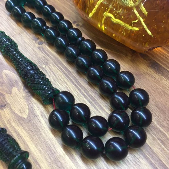 KEHRİBAR SIKMA KHR 12MM MAVİ TESBİH - 2