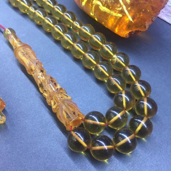 KEHRİBAR SIKMA KHR 13MM SARI TESBİH (2) - 2