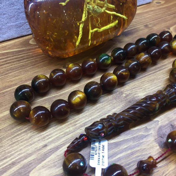 KEHRİBAR SIKMA KHR 13MM SİMLİ TESBİH - 3