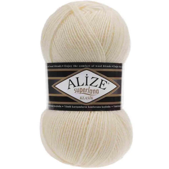 Alize Superlana Klasik Örgü İpi 01 Krem