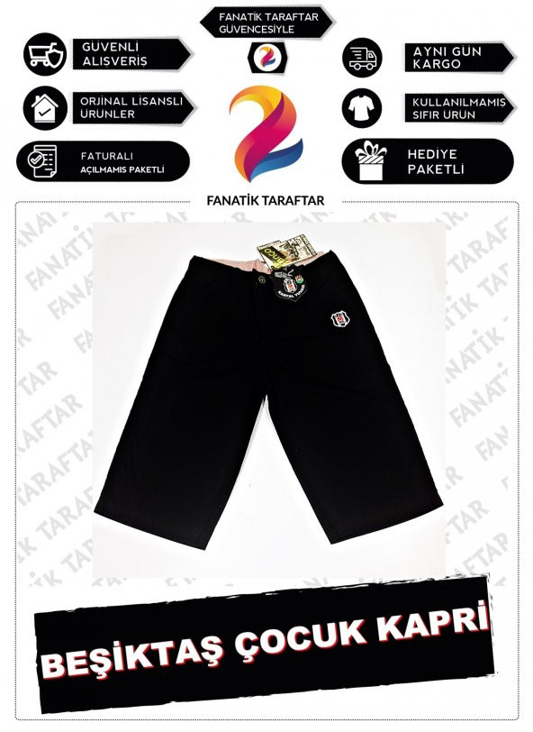 Beşiktaş Orijinal  Keten Fermuarlı ÇOCUK Kapri - 7