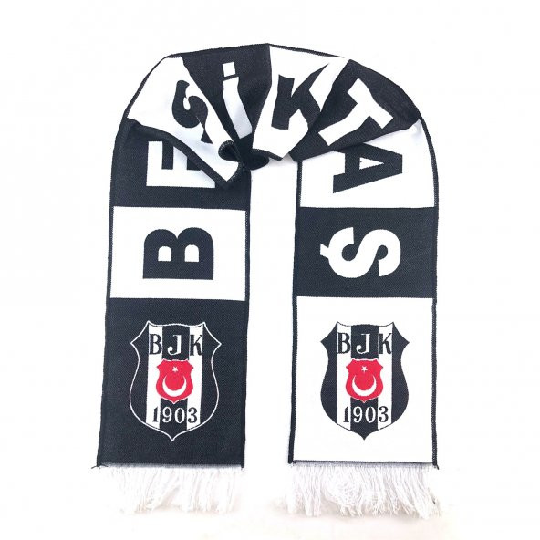 Beşiktaş Orijinal Dokuma Atkı Siyah Beyaz - 2