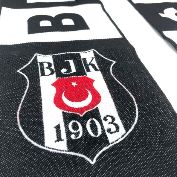 Beşiktaş Orijinal Dokuma Atkı Siyah Beyaz - 3