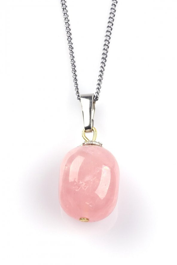 Pembe Kuvars Doğal Taş Kolye ürün görseli
