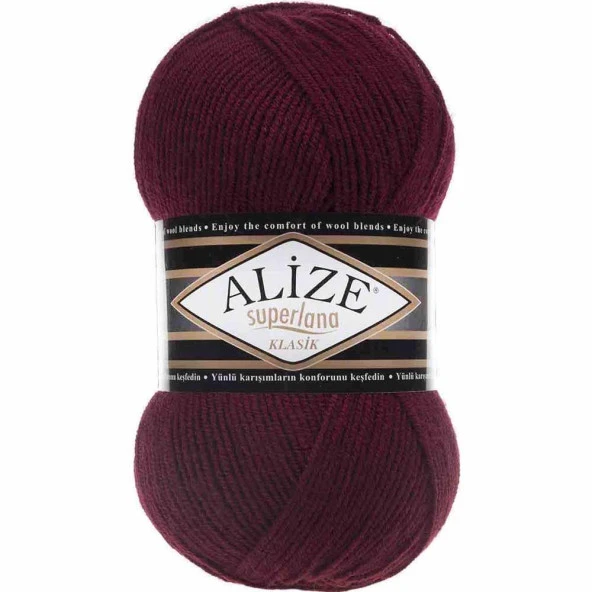 Alize Superlana Klasik Örgü İpi 57 Bordo