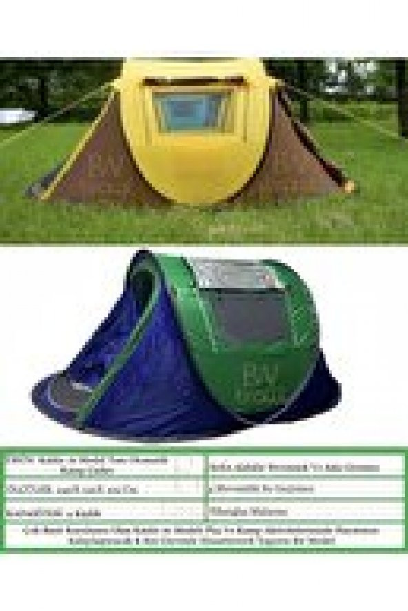 4 Kişilik Kolay Kurulum Havada Açılan Otomatik Kamp Aile Plaj Çadırı (240x150x105) Cm