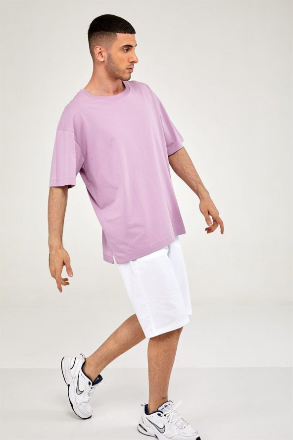Oversize Erkek Tshirt-LİLA - 2