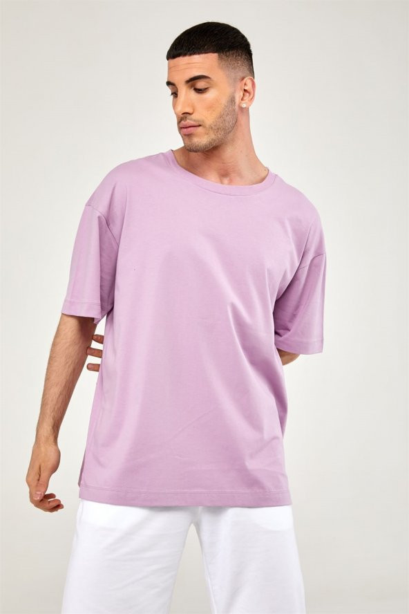 Oversize Erkek Tshirt-LİLA - 5