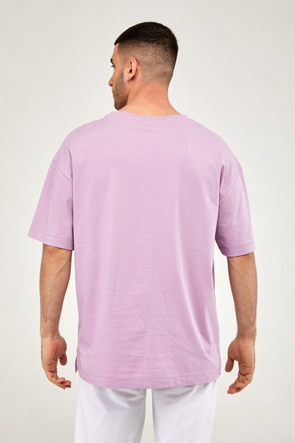Oversize Erkek Tshirt-LİLA - 6