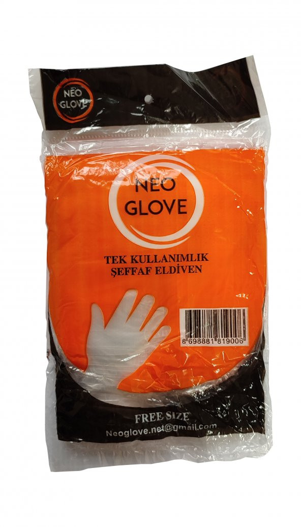 Neoglove Tek Kullanımlık Şeffaf Market İş Temizlik Eldiveni - Büyük Boy - 100 Adetlik Paket - 2