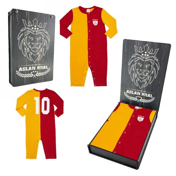 Galatasaray Orijinal Uzun Kol Bebek Body Tulum Ahşap Kutulu