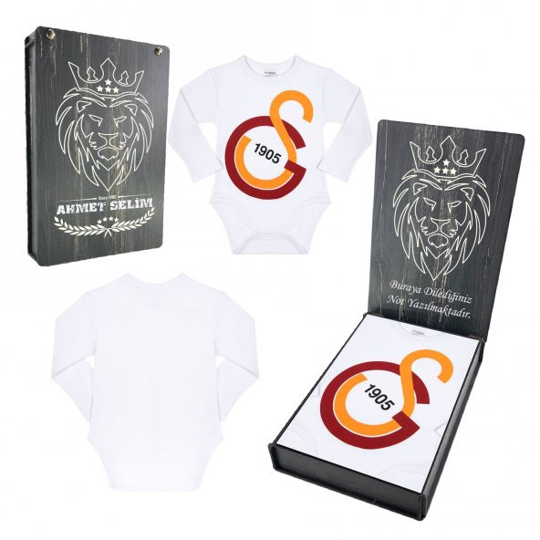 Galatasaray Orijinal Uzun Kol Bebek Body Zıbın Özel Ahşap Kutulu - 4