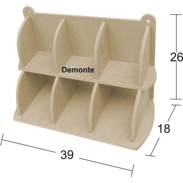 L331 2 Katlı Baharatlık, Boyasız Ham Ahşap Mdf Baharatlık