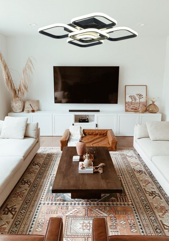 TT Aydınlatma Tt302-4+1-Sy Kare  Mat Siyah Plofonyer 5 Li Led Aviz - 2