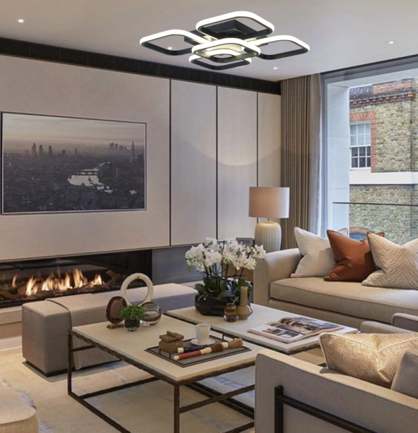 TT Aydınlatma Tt302-4+1-Sy Kare  Mat Siyah Plofonyer 5 Li Led Aviz - 3