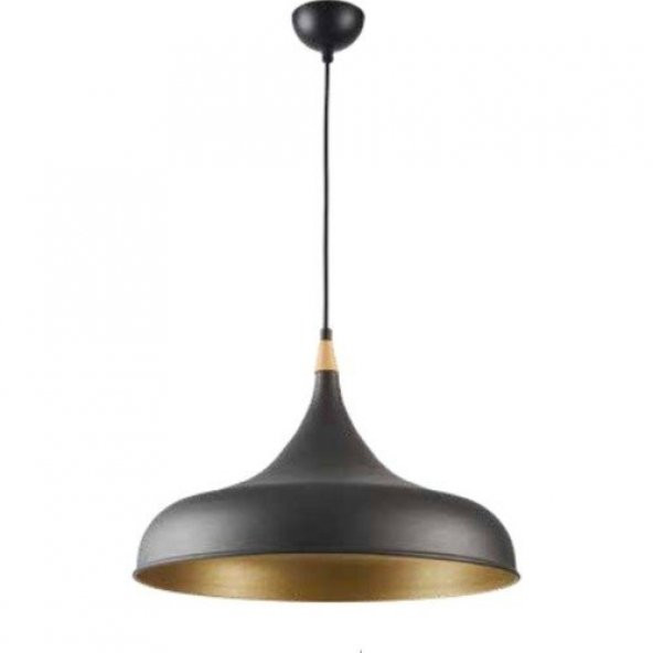 MylightS Retro 43 cm Siyah Içi Sarı Metal Sarkıt Avize