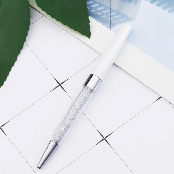 Swarovski Taşlı Beyaz  Tükenmez Kalem
