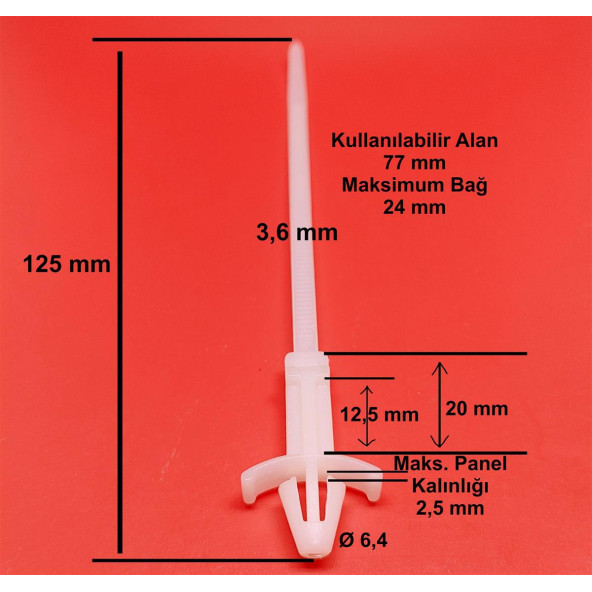 Dübelli Uzun Dübel Kablo Bağı 3.6X125 DKBU_320 1.000 Adet - 3